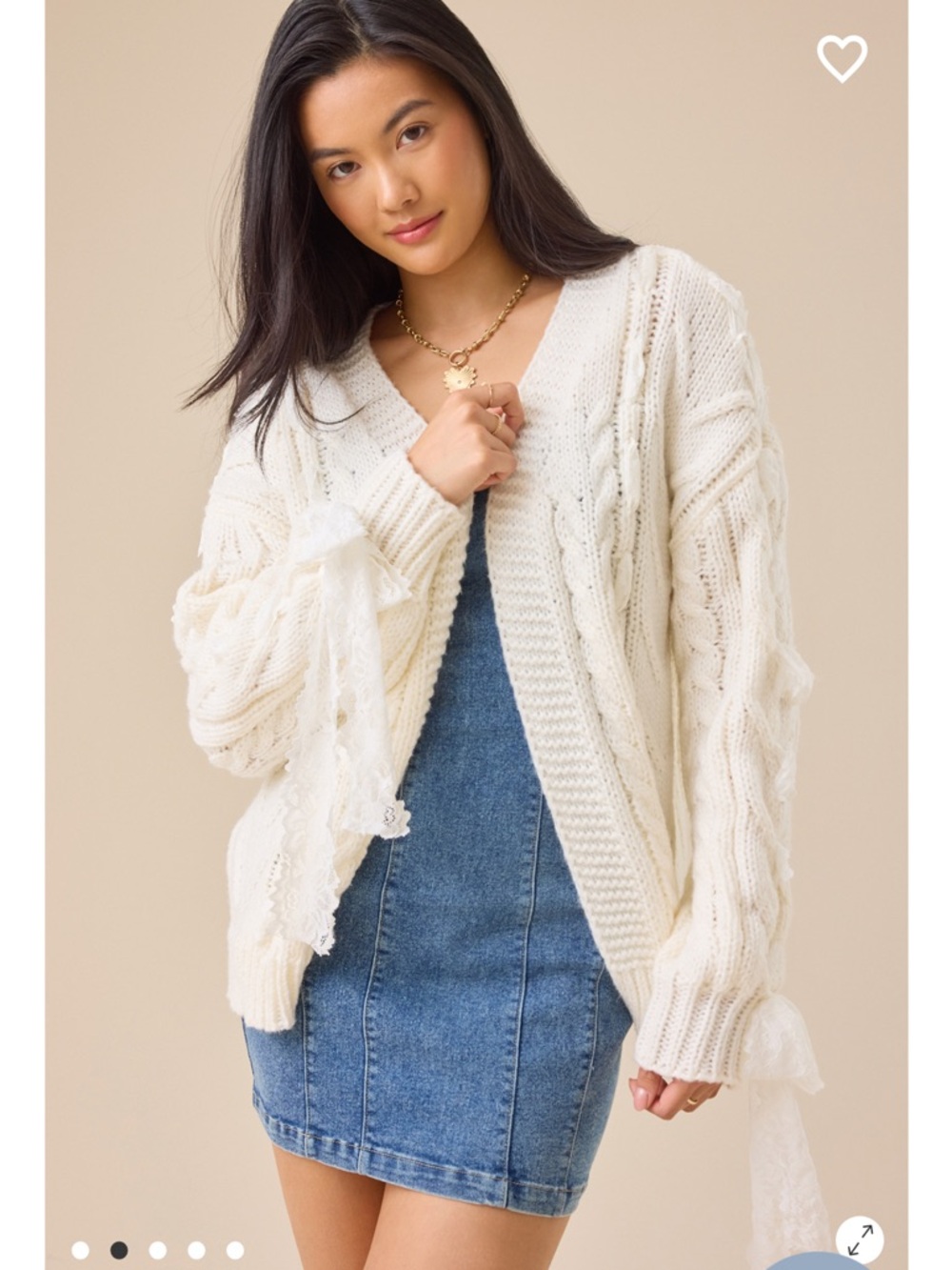 Dove Lace Ribboned Cardigan New with Tags Altar’d State - Picture 2 of 5